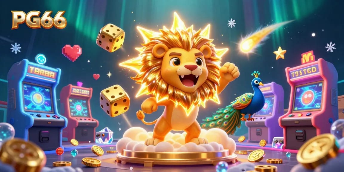 Experience thrilling gaming with PG66’s vibrant 3D casino illustration featuring immersive elements.
