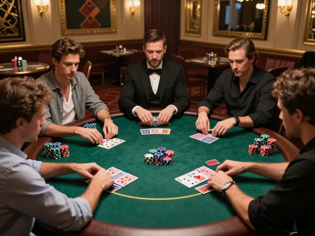 Experience đăng ký FLY88 while enjoying a thrilling poker game with friends in a luxurious setting.