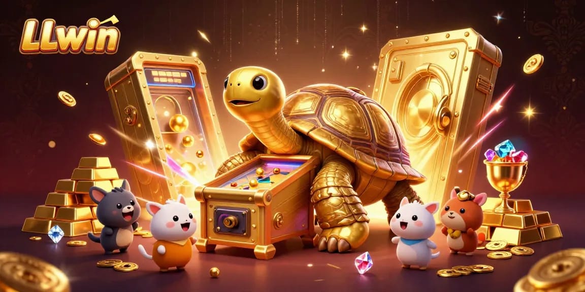 Engage with LLwin's thrilling gaming experience featuring golden treasures, vibrant characters, and dynamic casino energy.