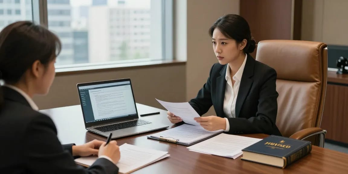 Lawyer discussing case details with client, demonstrating why I thought about this legal consultation.
