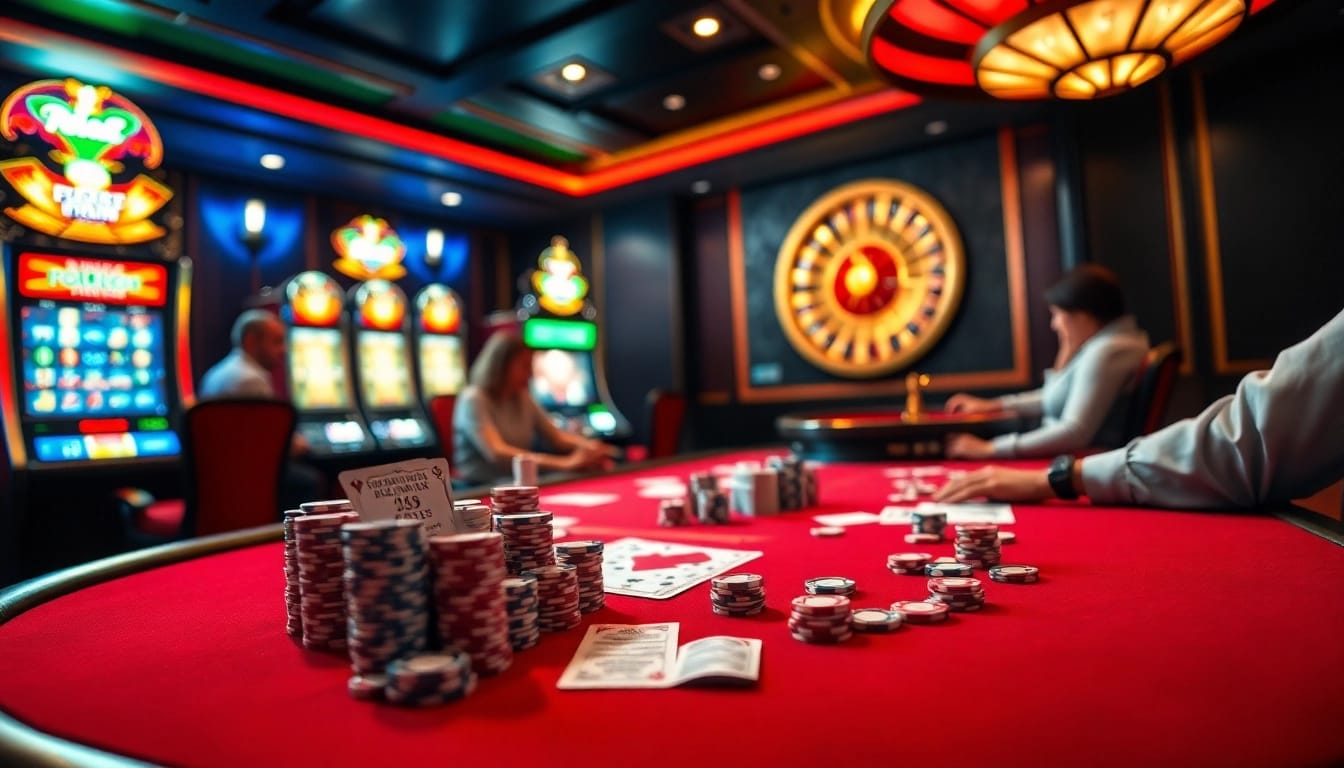 Engaging poker gameplay scene at ps99seo.com with vibrant chips and cards.