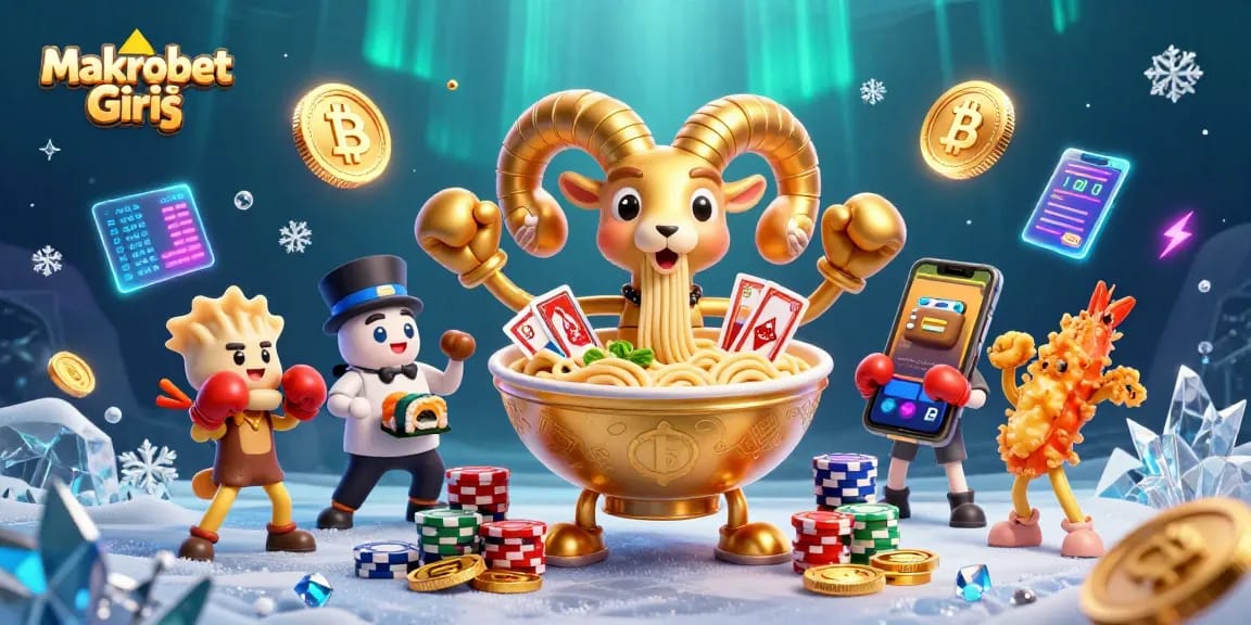 Experience exciting Makrobet Giriş with vibrant characters and dynamic gambling elements in 3D.
