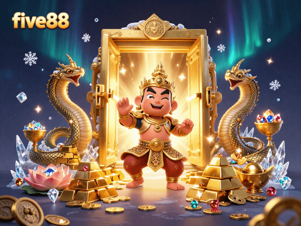 Experience thrilling adventure at five88 with dazzling treasures and vibrant characters in this vivid gaming scene.