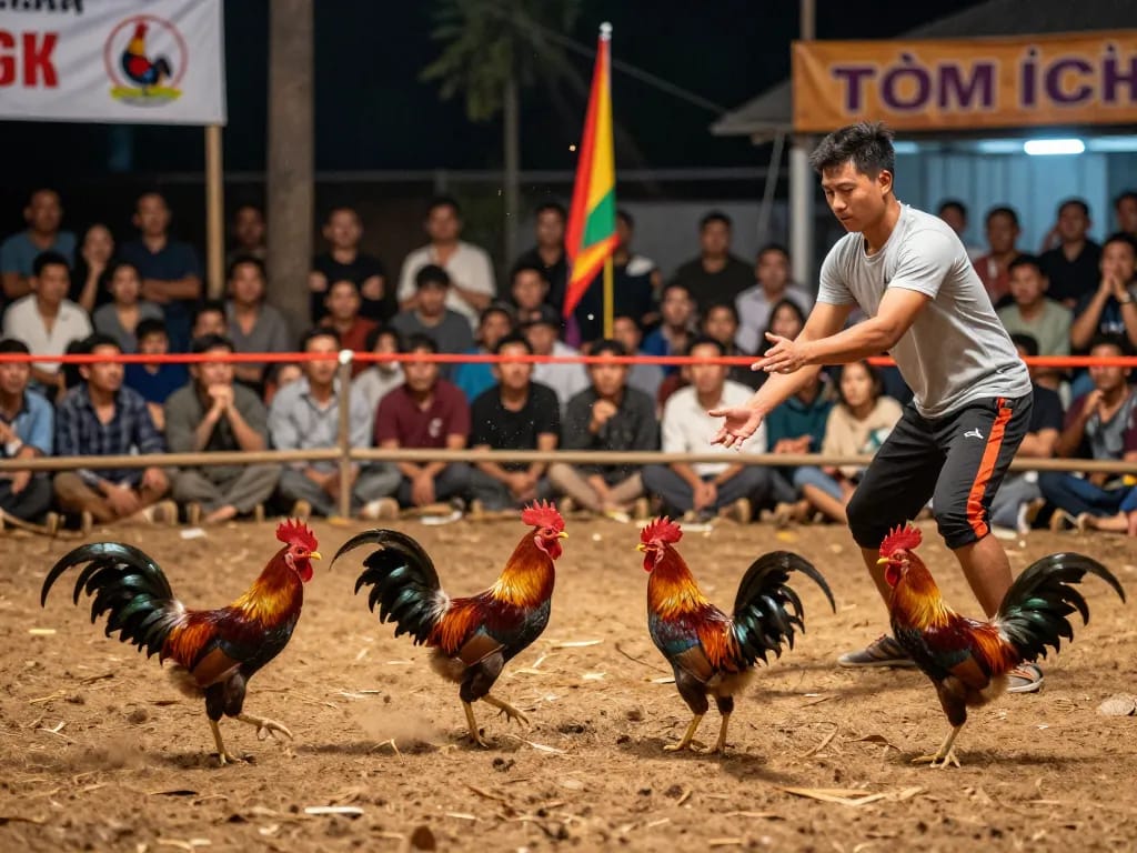 Watch competitive đá gà trực tiếp showcasing intense fights and vibrant roosters in a lively arena.
