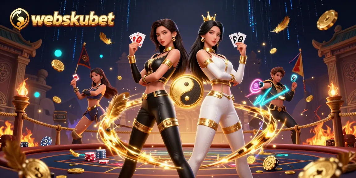 Experience thrilling gaming at webskubet with stunning Asian twin card players in a vibrant casino.