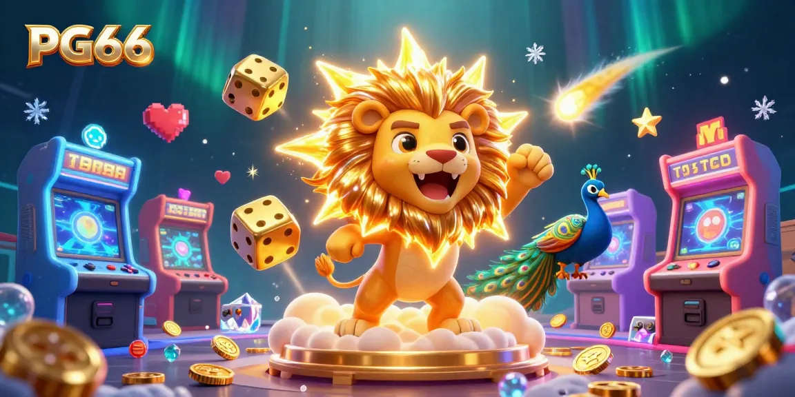 Experience thrilling gaming with PG66’s vibrant 3D casino illustration featuring immersive elements.
