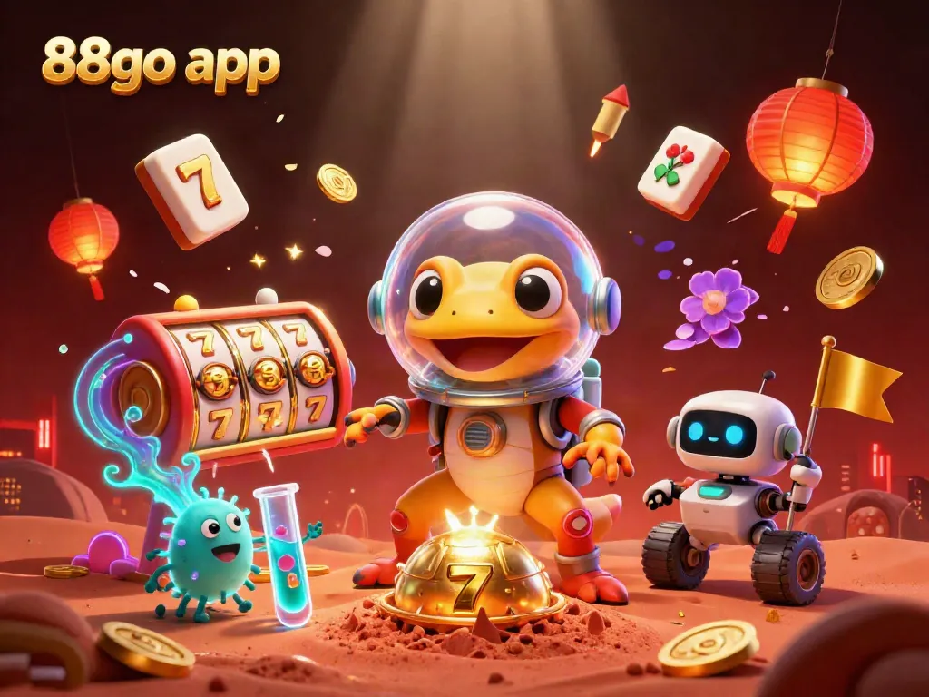 Engage with the thrilling 88go app featuring a Martian gecko discovering a golden casino.