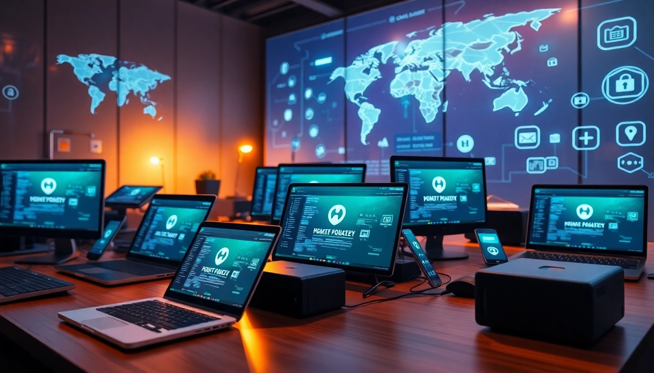 快连官网 showcasing a modern digital workspace emphasizing technology and privacy protection.
