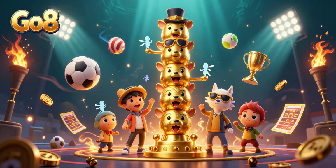 Engage with Go8's thrilling casino experience featuring dynamic sports elements and lively characters.
