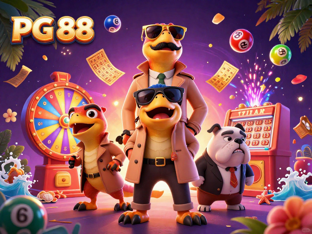 Join the action with PG 88 in this vibrant 3D casino scene featuring lottery excitement!