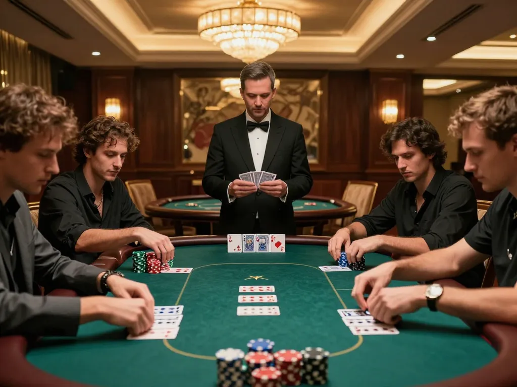 Players strategizing their next moves while engaging in a high-stakes rr88bet poker game in an upscale casino.