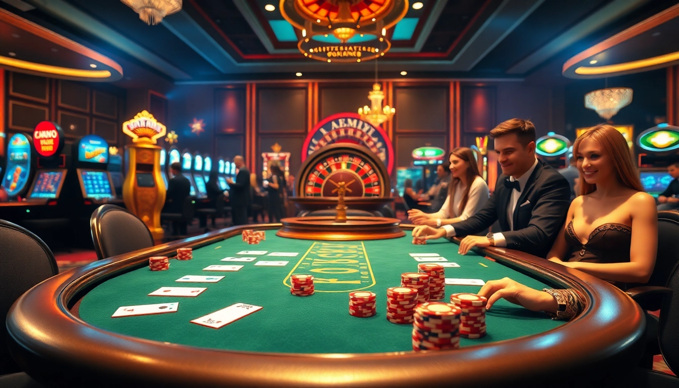 Play thrilling poker at https://ku88it.com/ with luxury cards and high-value chips in a vibrant casino setting.