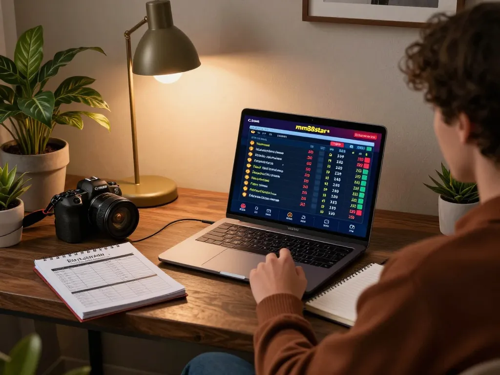 Betting on sports through mm88star in a cozy home office environment, enhancing gaming experience.