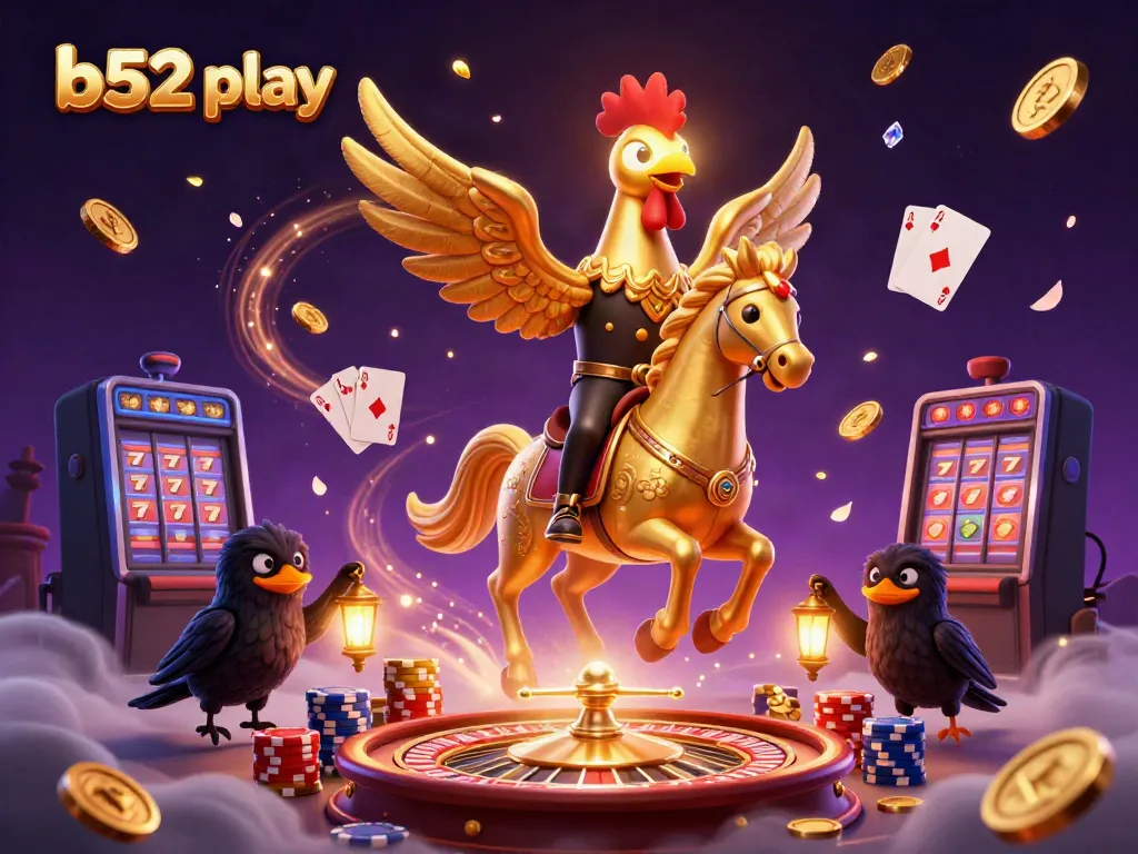 Experience the thrill of b52 play in a vibrant, action-packed casino illustration.