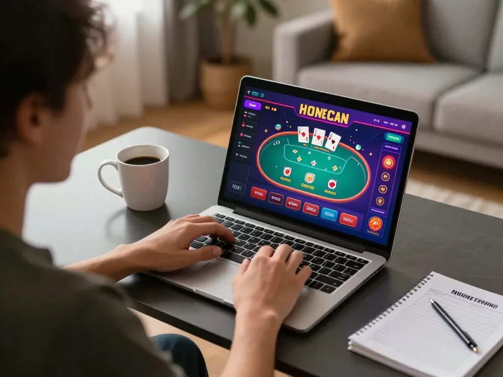 Experience engaging gameplay on https://kp8888.net/ with a player focused on poker strategies in a cozy home setting.