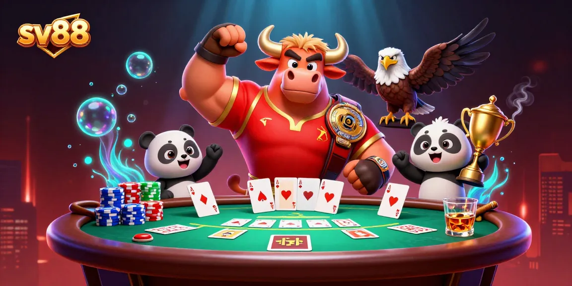 Engage in high-stakes poker action at sv88 with a winning hand and victory celebrations.