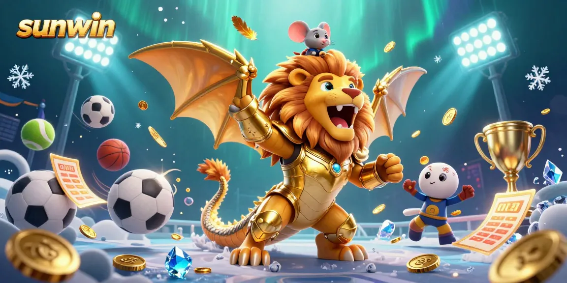 Bet on sunwin and enjoy triumphant moments with sports-themed creatures in a dynamic scene.